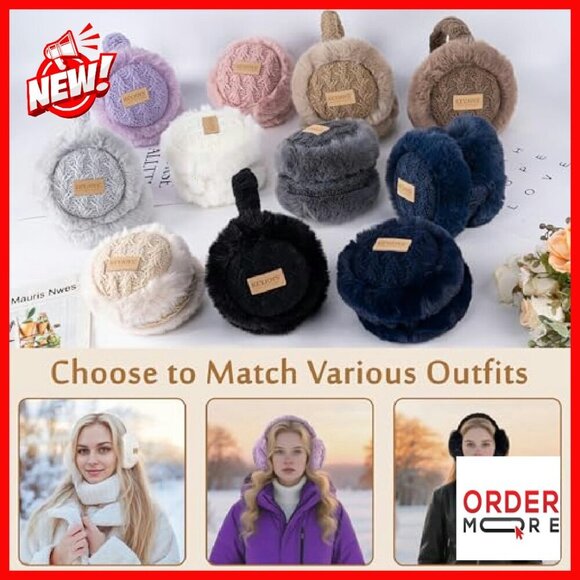 Adjustable Faux Fur Earmuffs Foldable Winter Ear Warmers main image 6